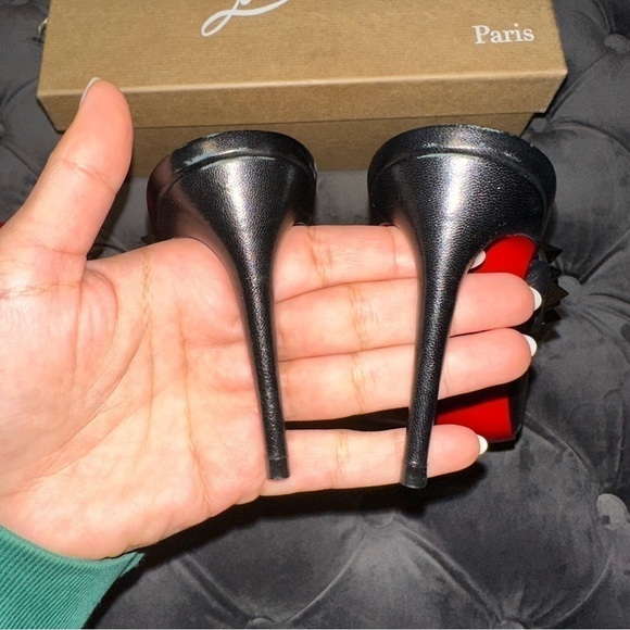 New Size 35.5 Christian Louboutin Miss Goldora 85 Black Backless Mule Heel - Picture 6 of 16